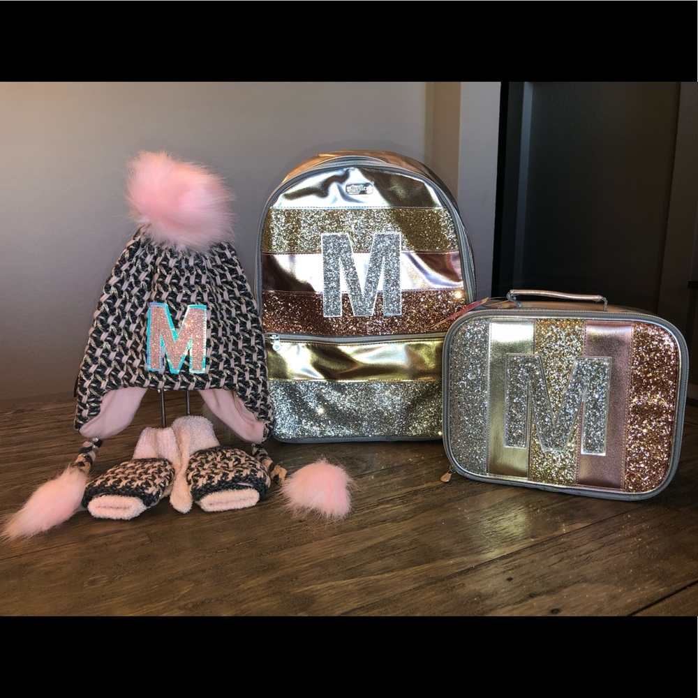 Justice initial M Backpack bundle